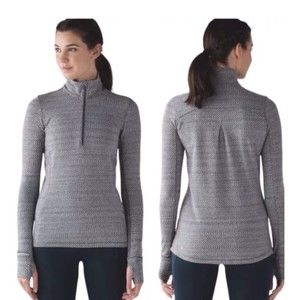 Lululemon Outrun 1/2 Zip Hazy Heather Heathered White Heathered Black‎ size 4